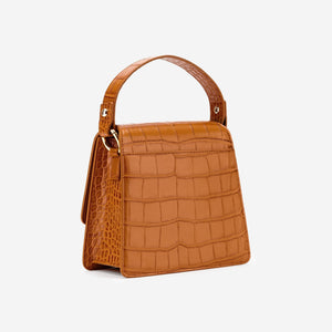 The Fae Top Handle Bag - Light Brown Croc