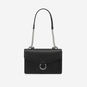 The Envelope Silver Chain Crossbody Bag - Black