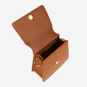 The Fae Top Handle Bag - Light Brown Croc