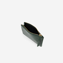 Load image into Gallery viewer, Quinn Zipped Card Holder- Dark Green Croc

