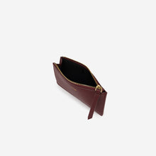 Load image into Gallery viewer, Quinn Zipped Card Holder- Burgundy Grained Vegan Leather
