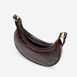 Carly Saddle Bag - Brown Croc