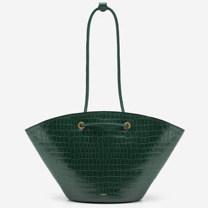Faye Medium Tote - Dark Green Croc