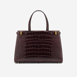 Alexandra Satchel Bag- Brown Croc