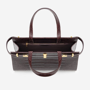 Alexandra Satchel Bag- Brown Croc