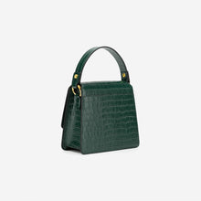 Load image into Gallery viewer, The Fae Top Handle Bag - Dark Green Croc
