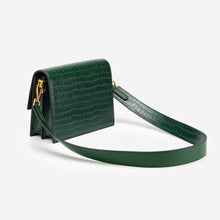 Load image into Gallery viewer, Mini Flap Bag - Dark Green Croc
