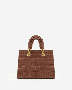 Ella Top Handle Bag - Brown Croc