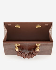Ella Top Handle Bag - Brown Croc
