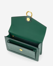 Load image into Gallery viewer, The Envelope Chain Crossbody - Dark Green Croc

