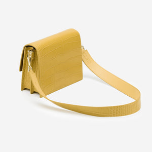 Mini Flap Bag - Mustard Croc