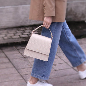 The Fae Top Handle Bag - Ivory Croc