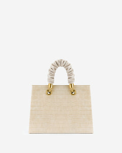 Ella Top Handle Bag - Light Beige Croc